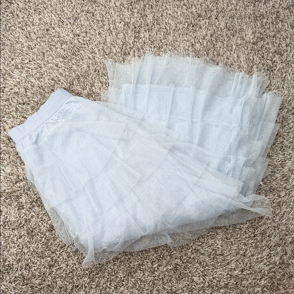 Anthropologie Light Blue Layered Tulle Midi Skirt